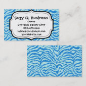 Blue Glitter Print Zebra Stripe Patroon Visitekaartje (Voorkant / Achterkant)