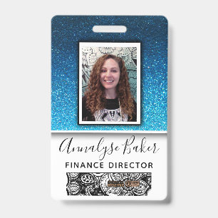 Blue Glitter Professional CNA Zurse Foto Naam Badge