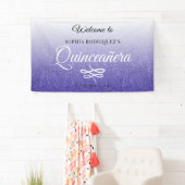 Blue Glitter Quinceañera 15th Birthday Welcome Spandoek (Insitu)