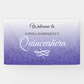 Blue Glitter Quinceañera 15th Birthday Welcome Spandoek (Horizontaal)
