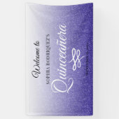 Blue Glitter Quinceañera 15th Birthday Welcome Spandoek (Verticaal)