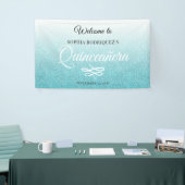 Blue Glitter Quinceañera 15th Birthday Welcome Spandoek (Beurs)