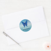 Blue Glitter Quinceañera Butterfly Ronde Sticker (Envelop)