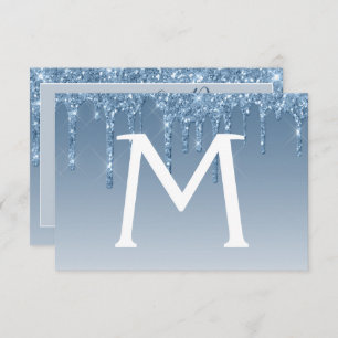 Blue Glitter Quinceanera Save the Date Kaart