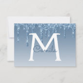 Blue Glitter Quinceanera Sla de datum op Kaart (Voorkant)