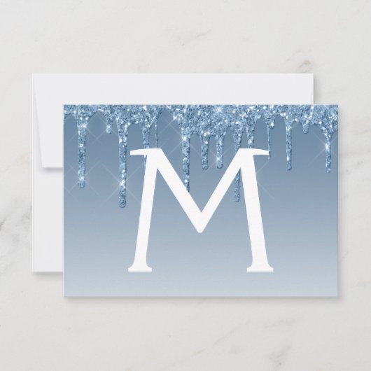 Blue Glitter Quinceanera Sla de datum op Kaart (Voorkant)