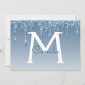 Blue Glitter Quinceanera Sla de datum op Kaart (Voorkant)