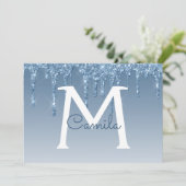 Blue Glitter Quinceanera Sla de datum op Kaart (Staand voorkant)