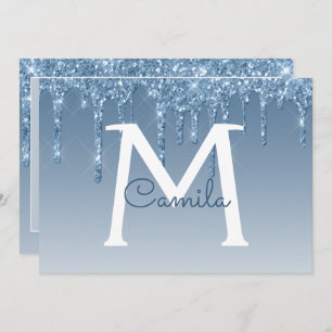 Blue Glitter Quinceanera Sla de datum op Kaart