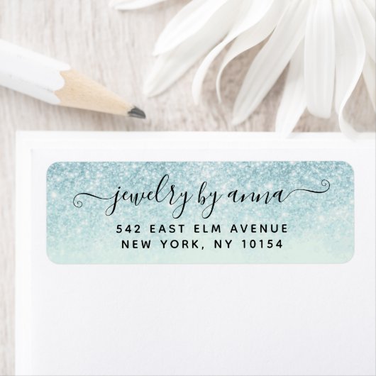 Blue Glitter Return Address Label (Insitu)