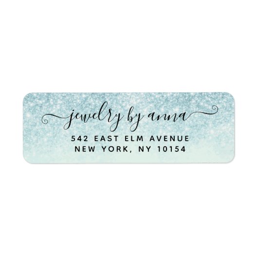 Blue Glitter Return Address Label (Voorkant)