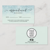 Blue Glitter Salon Spa Appointment Reminder Kaart Visitekaartje (Voorkant / Achterkant)