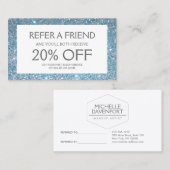 Blue Glitter Salon Verwijzing Kaart (Voorkant / Achterkant)