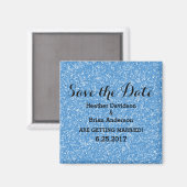 Blue Glitter Save the Date Magnet (Voorkant / Achterkant)