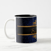 Blue Glitter Sequin Disco Glitz Coffee Mok Cup (Links)