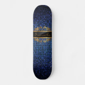 Blue Glitter Sequin Disco Glitz Comp Skateboard (Voorkant)