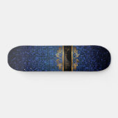 Blue Glitter Sequin Disco Old School Skateboard (Horizontaal)