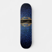 Blue Glitter Sequin Disco Old School Skateboard (Voorkant)
