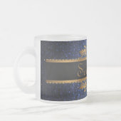 Blue Glitter Sequin Frosted Glass Coffee Mok Cup (Links)