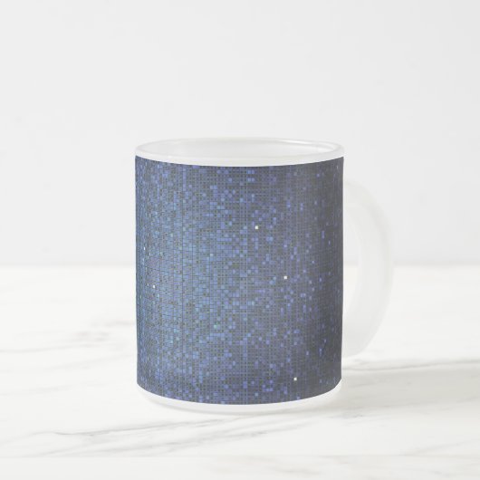 Blue Glitter Sequin Frosted Glass Coffee Mok Cup (Voorkant rechts)
