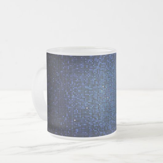 Blue Glitter Sequin Frosted Glass Coffee Mok Cup (Voorkant links)