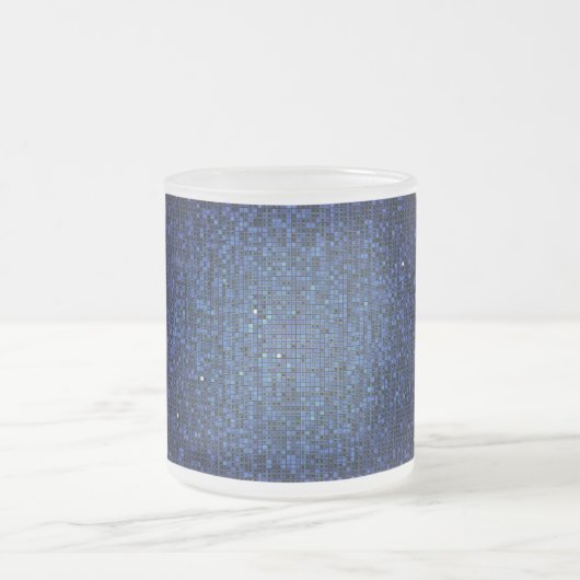 Blue Glitter Sequin Frosted Glass Coffee Mok Cup (Center)