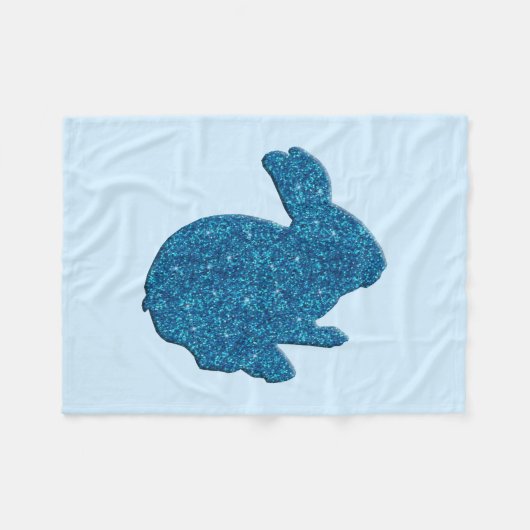 Blue Glitter Silhouette Bunny Fleece Blanket Deken (Voorkant (Horizontaal))