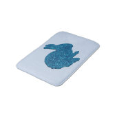 Blue Glitter Silhouette Bunny Rabbit Bath Mat (Gekanteld)