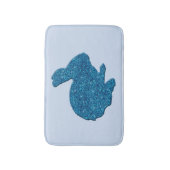 Blue Glitter Silhouette Bunny Rabbit Bath Mat (Voorkant Verticaal)