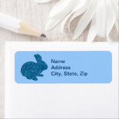 Blue Glitter Silhouette Easter Bunny Address Label (Insitu)