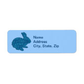 Blue Glitter Silhouette Easter Bunny Address Label (Voorkant)
