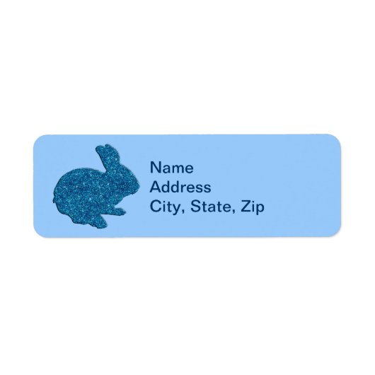 Blue Glitter Silhouette Easter Bunny Address Label (Voorkant)