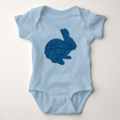Blue Glitter Silhouette Easter Bunny Creeper Romper (Voorkant)
