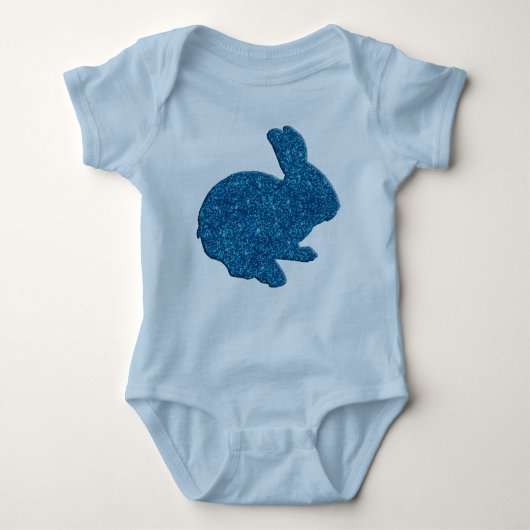Blue Glitter Silhouette Easter Bunny Creeper Romper (Voorkant)