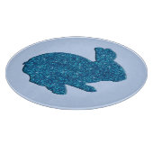 Blue Glitter Silhouette Easter Bunny Cutting Board Snijplank (Hoek)