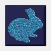 Blue Glitter Silhouette Easter Bunny Magnet (Voorkant)