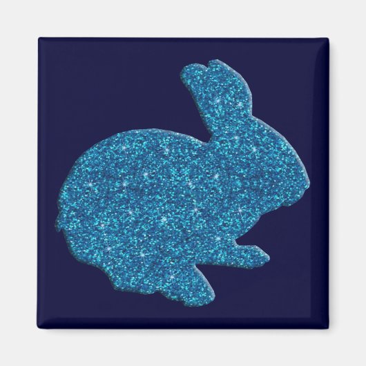 Blue Glitter Silhouette Easter Bunny Magnet (Voorkant)