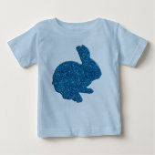 Blue Glitter Silhouette Easter Bunny Shirt (Voorkant)
