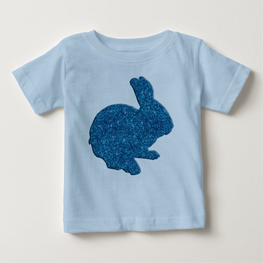 Blue Glitter Silhouette Easter Bunny Shirt (Voorkant)