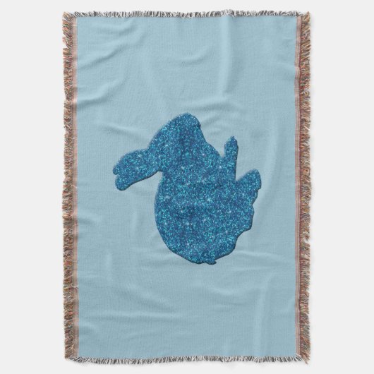 Blue Glitter Silhouette Easter Bunny Throw Blanket Deken (Voorkant Verticaal)