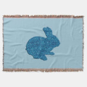 Blue Glitter Silhouette Easter Bunny Throw Blanket Deken (Voorkant)