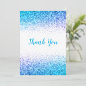  Blue Glitter Simple Moderne-kaart met dank Bedankkaart (Staand voorkant)