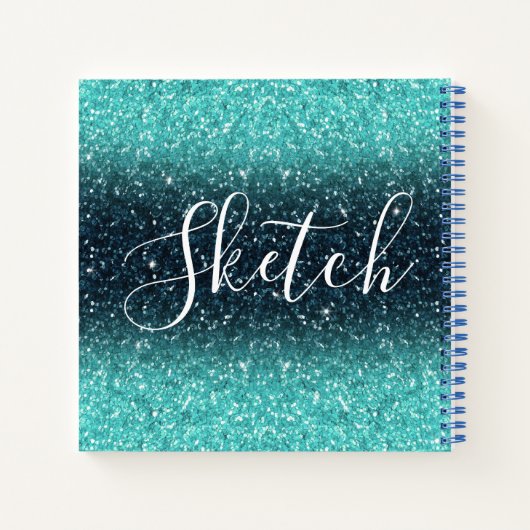 Blue Glitter Sketchbook Notitieboek (Achterkant)