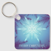 Blue Glitter Snow Star Flakes Sleutelhanger (Voorkant)