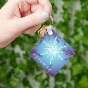 Blue Glitter Snow Star Flakes Sleutelhanger