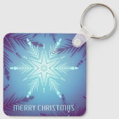 Blue Glitter Snow Star Flakes Sleutelhanger (Achterkant)