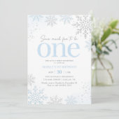 Blue Glitter Snowflake 1st Birthday Kaart (Staand voorkant)
