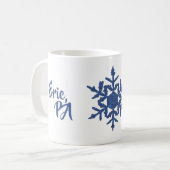 Blue Glitter Snowflake Custom City Laat het sneeuw Koffiemok (Voorkant links)