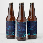 Blue Glitter Snowflakes Bier Etiket (Flessen)