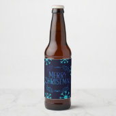 Blue Glitter Snowflakes Bier Etiket (Voorkant)